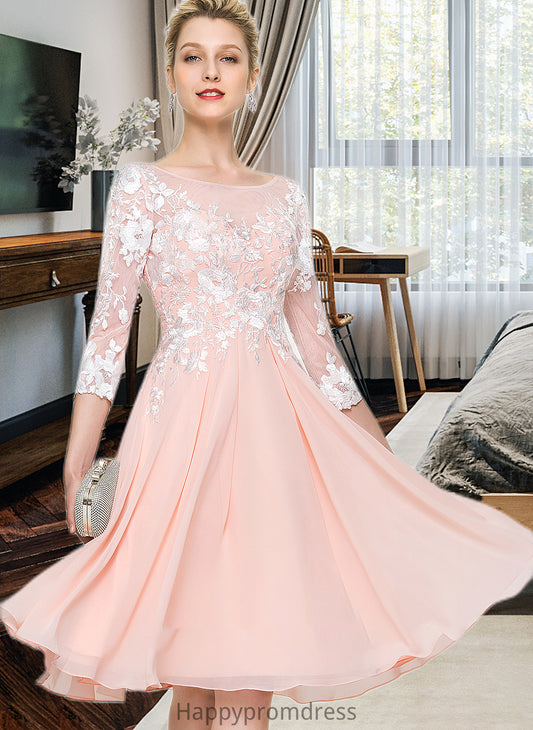 Sienna Scoop Neck Knee-Length Chiffon Wedding Dress XXSP0013805