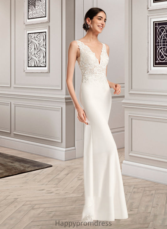 Addison Sheath/Column V-neck Court Train Wedding Dress With Sequins XXSP0013807