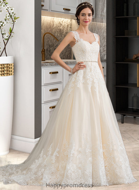 Alisha Ball-Gown/Princess Sweetheart Court Train Tulle Wedding Dress With Beading Sequins XXSP0013813