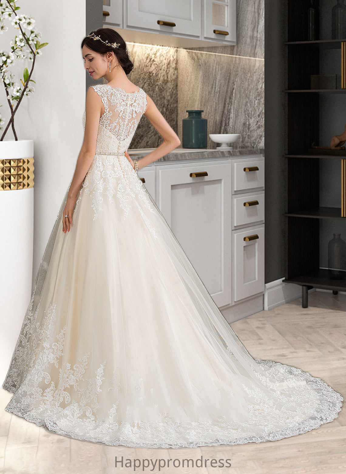 Alisha Ball-Gown/Princess Sweetheart Court Train Tulle Wedding Dress With Beading Sequins XXSP0013813