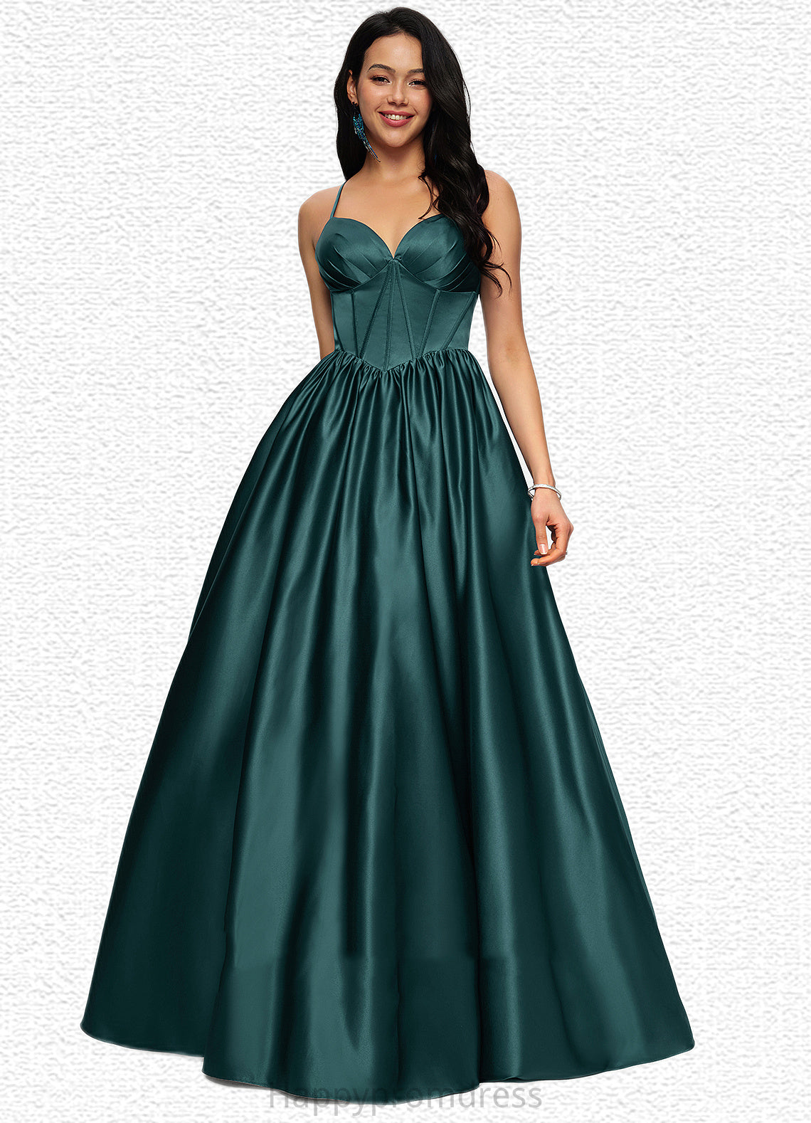 Aiyana Ball-Gown/Princess V-Neck Floor-Length Satin Prom Dresses With Pleated XXSP0022230