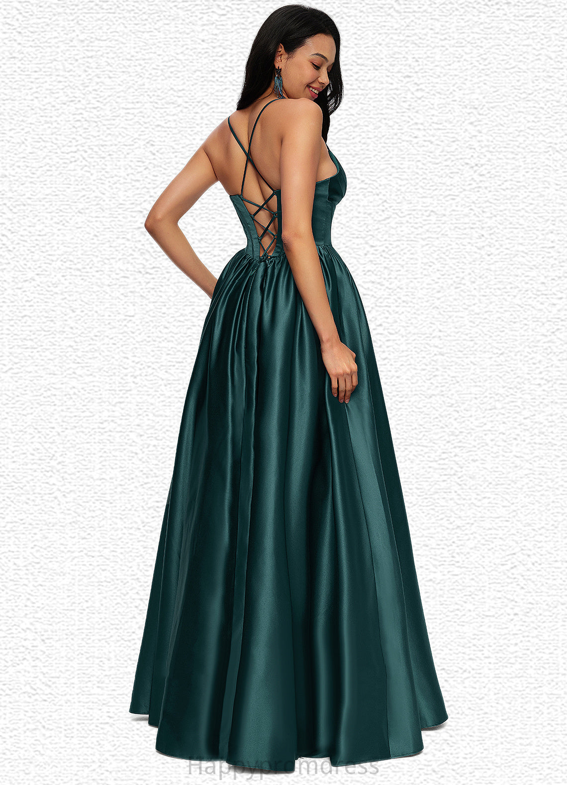 Aiyana Ball-Gown/Princess V-Neck Floor-Length Satin Prom Dresses With Pleated XXSP0022230