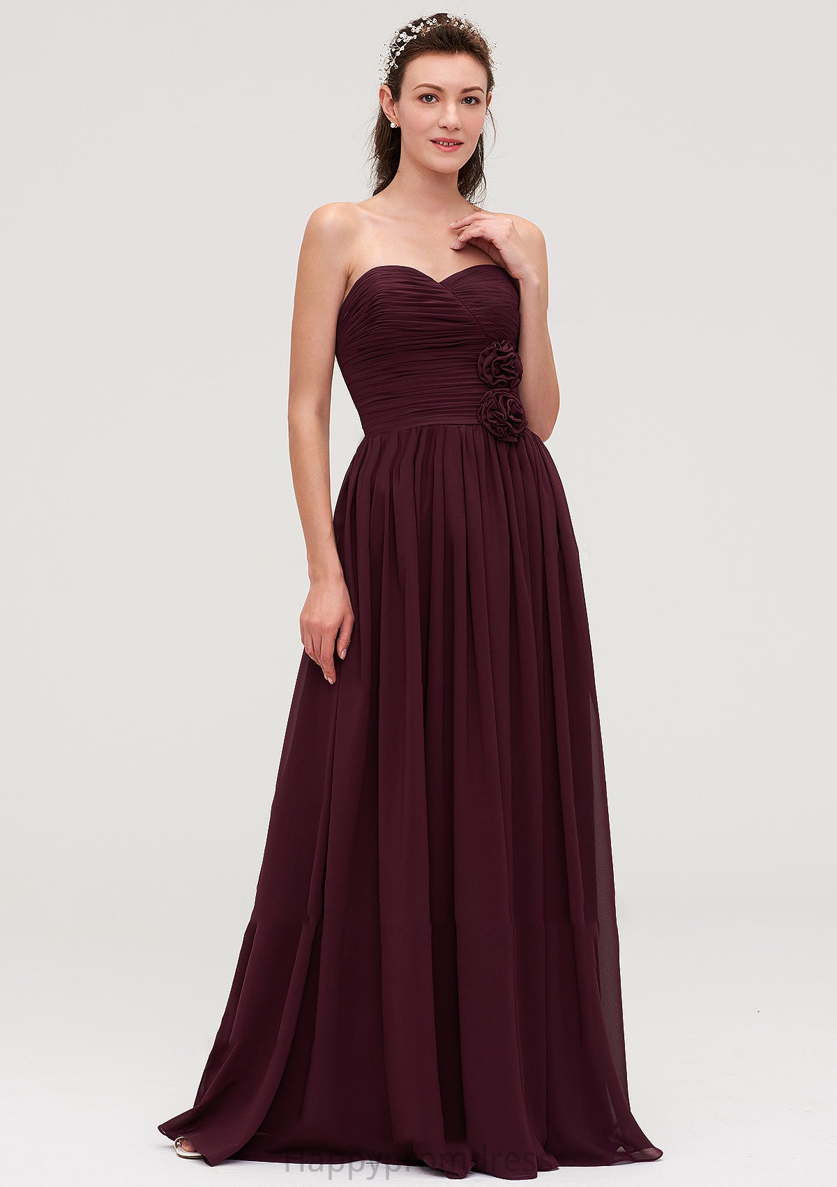 Sweetheart Sleeveless Long/Floor-Length Chiffon A-line/Princess Bridesmaid Dresses With Pleated Millicent XXSP0025490