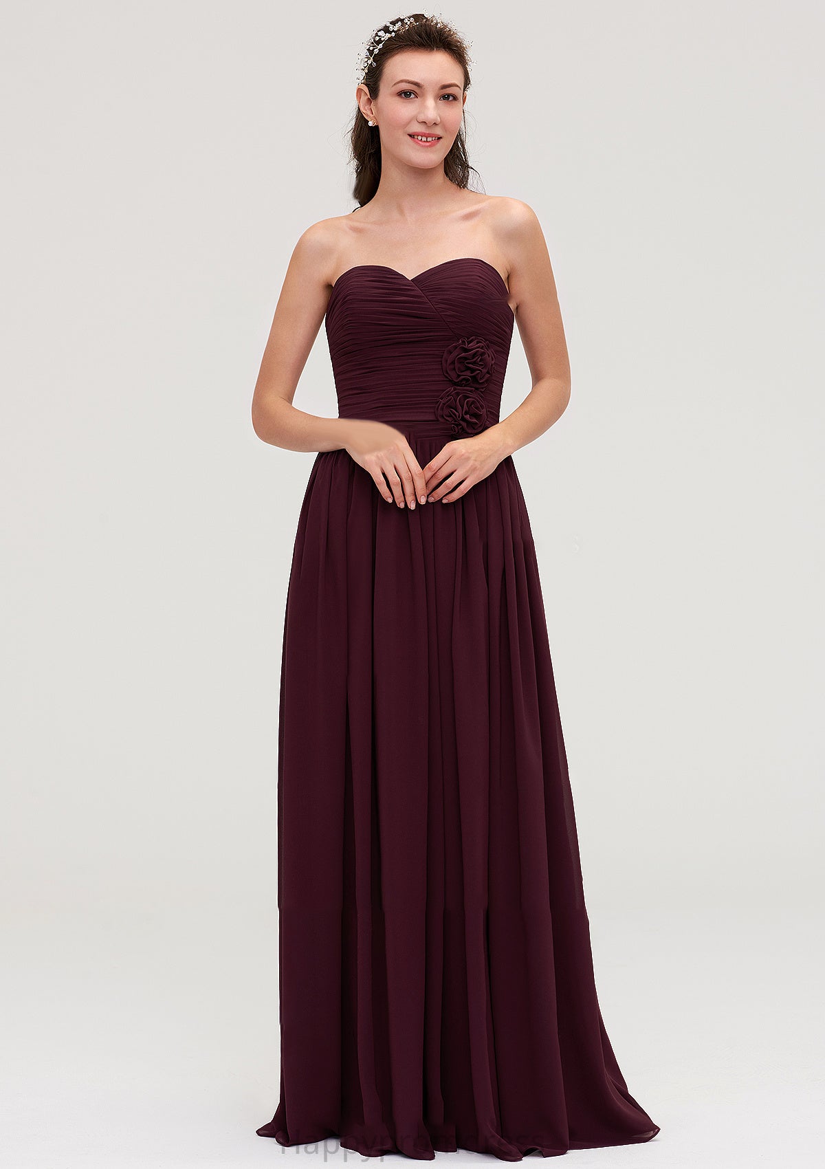 Sweetheart Sleeveless Long/Floor-Length Chiffon A-line/Princess Bridesmaid Dresses With Pleated Millicent XXSP0025490