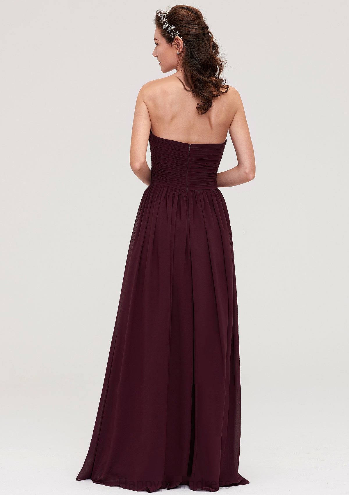 Sweetheart Sleeveless Long/Floor-Length Chiffon A-line/Princess Bridesmaid Dresses With Pleated Millicent XXSP0025490