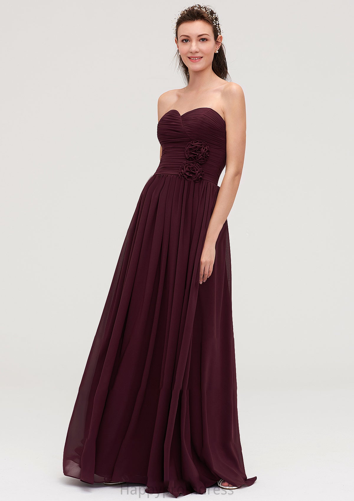 Sweetheart Sleeveless Long/Floor-Length Chiffon A-line/Princess Bridesmaid Dresses With Pleated Millicent XXSP0025490