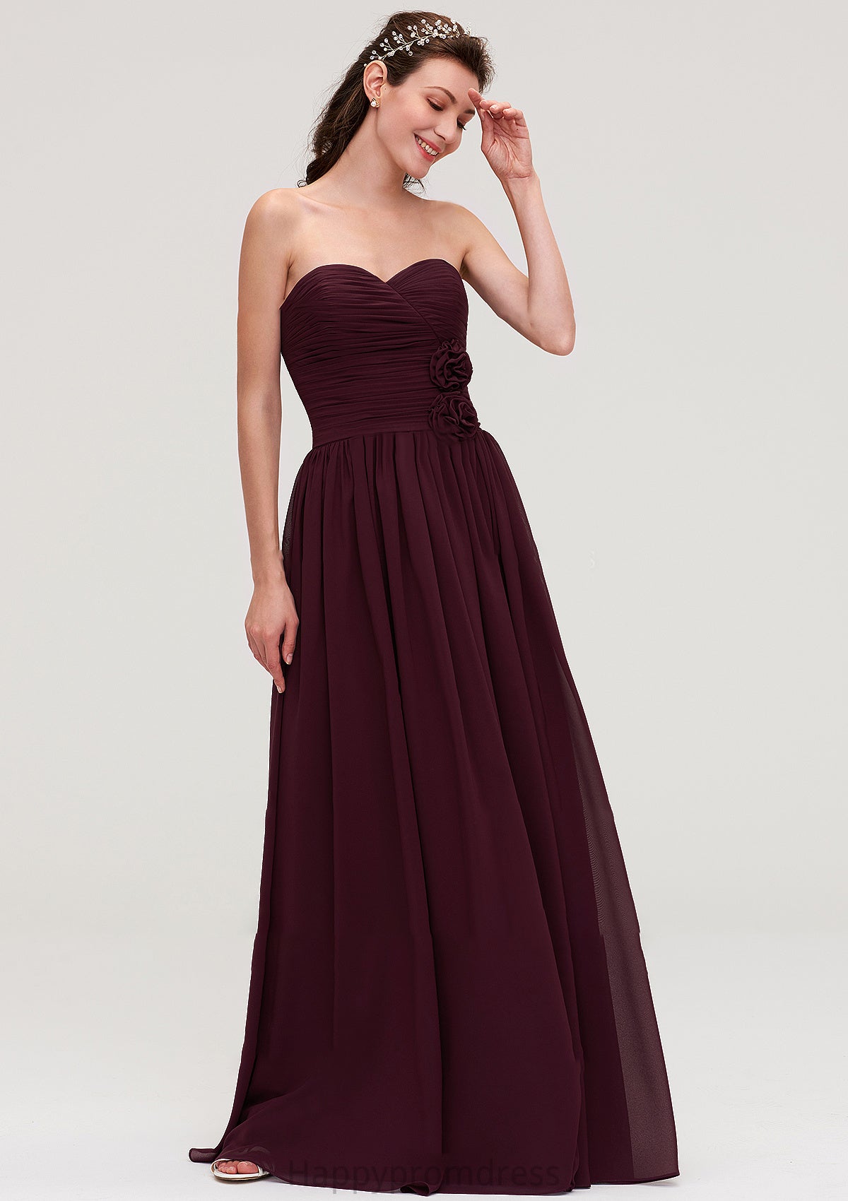 Sweetheart Sleeveless Long/Floor-Length Chiffon A-line/Princess Bridesmaid Dresses With Pleated Millicent XXSP0025490