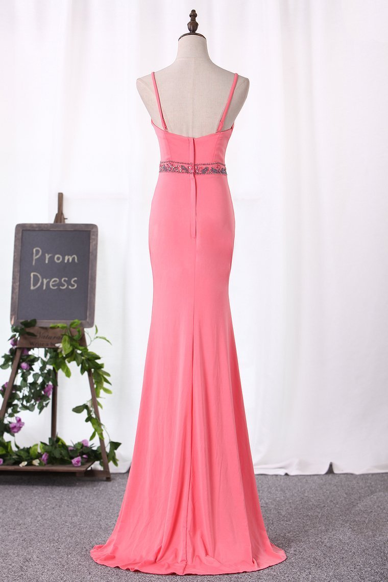 Mermaid Spanghetti Straps Prom Dresses Spandex With
