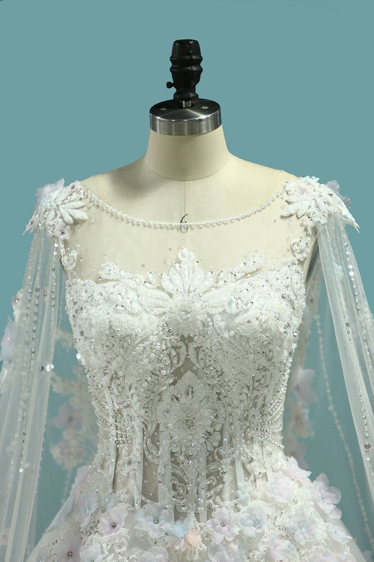 Hot Selling Wedding Dresses Lace Up With Appliques And Sequins And Bow Knot Off The