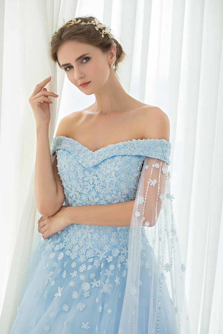 2024 Off The Shoulder Prom Dresses Tulle With Handmade Flowers A